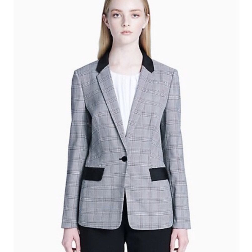 Calvin Klein Blazer Gray Plaid Blazer size 8